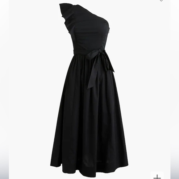 J.Crew Factory One-shoulder midi dress Black size 8P NWT - Picture 1 of 11